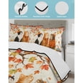 thumbnail image 3 of Quilts Queen Size Bedding Set, Boho Fall Cat Reversible Summer Quilt 3 Pieces, Thanksgiving Autumn Harvest Pumpkin Maple Leaf Lightweight Bedspreads Coverlets with 2 Pillow Shams for All Seasons, 3 of 5
