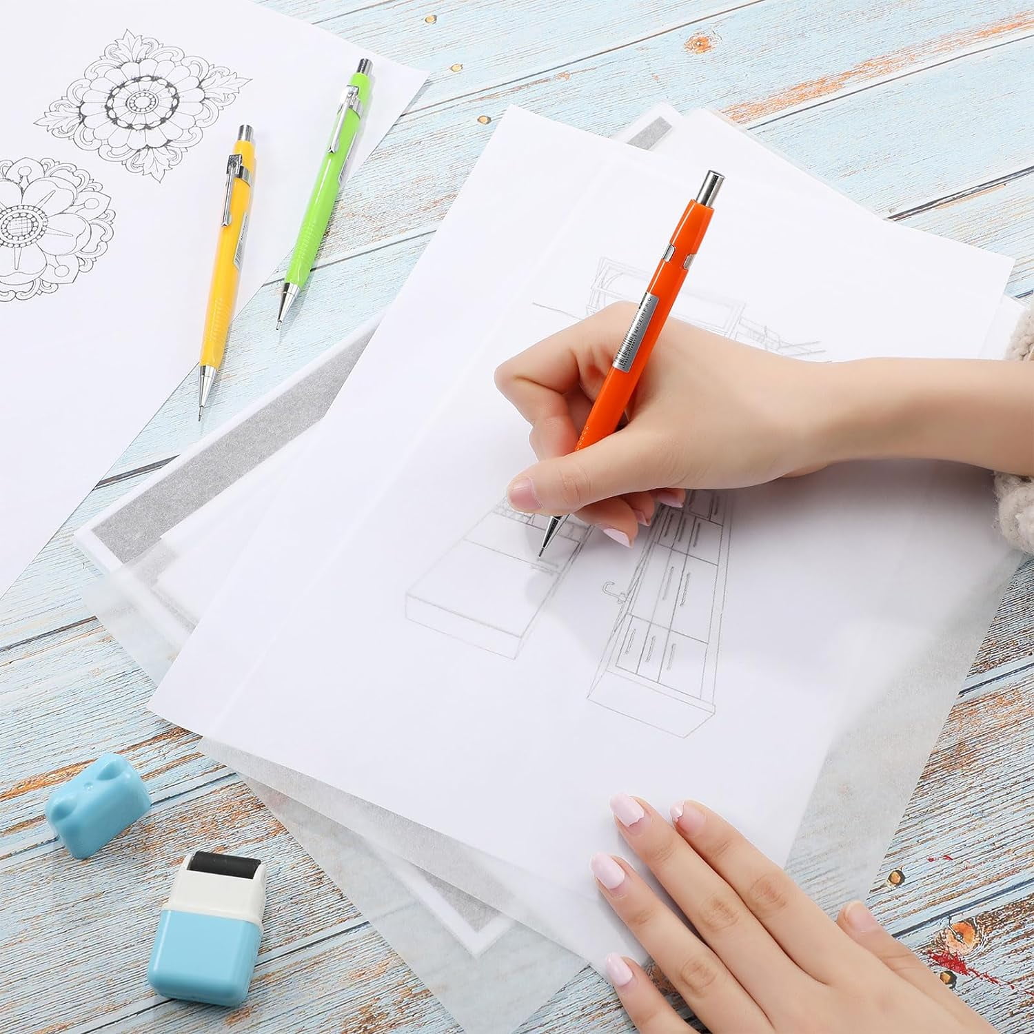 250 Sheets Tracing Paper for Drawing Light up Tracing Paper Pad Translucent Sketching Drawing DIY Crafts Painting Works(White,9 x 12 Inch)