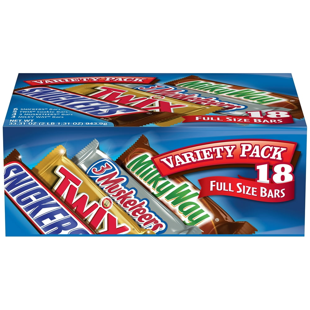 Mars Full Size Assorted Chocolate Candy Bars Variety Mix, 33.31 Oz., 18