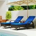 thumbnail image 4 of Topcobe Outdoor Lounger Set with 2 Chaise Chairs, Swivel Table, Reclining Back, Casters, Pillow & Headrest, Vibrant Blue for Relaxing Patio Seating, 4 of 11