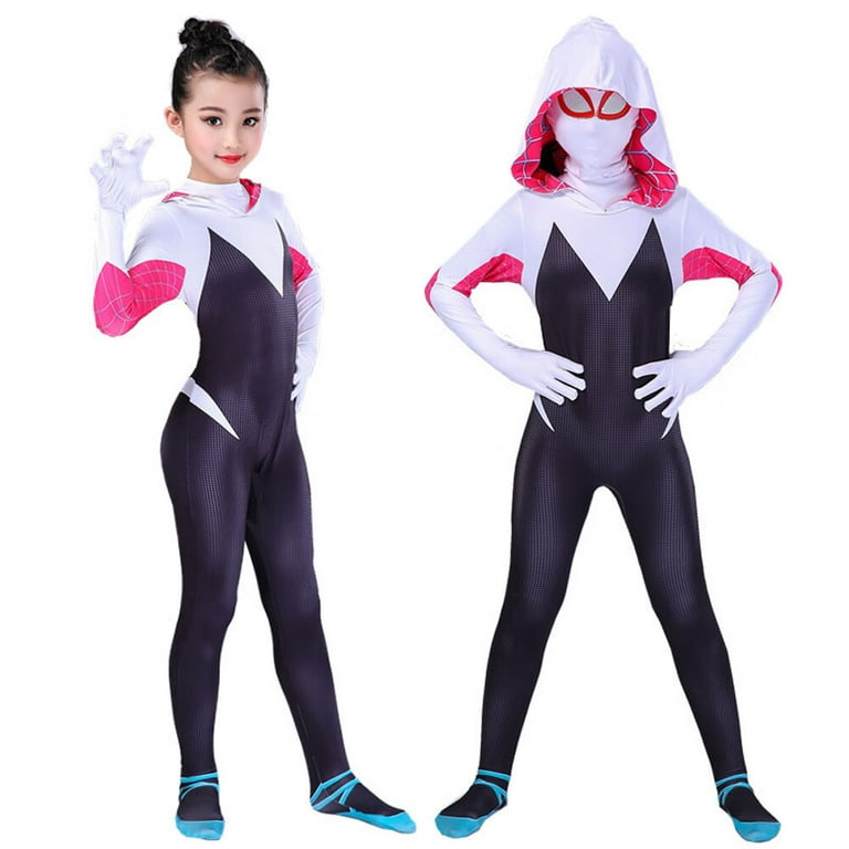 Girls Spider Superhero Costume Kids Halloween Cosplay Bodysuit Jumpsuit 