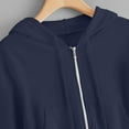 thumbnail image 4 of UPPADA Cropped Hoodies for Women Plus Size Casual Zip Up Drawstring Hoodies Long Sleeve Short Sweatshirt Hooded Jacket Tops with Pockets Women's Athletic Hoodies Zip Up Dark Blue,XXXXL, 4 of 5