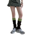 thumbnail image 1 of Kmbangi Women's Rib Knit Leg Warmers Cute Knee High Socks Boot Cuffs Two Tone Stockings with Button Decor, 1 of 2