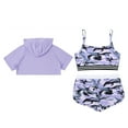 thumbnail image 4 of ranrann Kids Girls 3 Piece Dance Outfit Gymnastics Crop Hoodie Spaghetti Straps Camisole Bra and Purple 10, 4 of 5