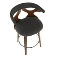 thumbnail image 3 of LumiSource Walnut Wood, Charcoal Fabric, Chrome Gardenia Counter Stool - Set of 2, 3 of 8