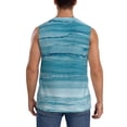 thumbnail image 4 of Fotbe Teal Turquoise Fluid Stripes Men's Camiseta sin Mangas Estampada para Hombres, Playera Casual para Gimnasio, Entrenamiento, Playa-Small, 4 of 7