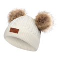thumbnail image 2 of Lindo gorro de punto para bebé Aumtum Wool Infant Kids Headwear Crochet Beanie whtie Zulema Chicos niñas pom pom poms sombrero, 2 of 5