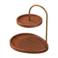 thumbnail image 3 of Bandeja de madera de estilo rústico con dos niveles, bandeja decorativa de dos niveles, soporte para joyas, maquillaje, collares y baño., 3 of 9