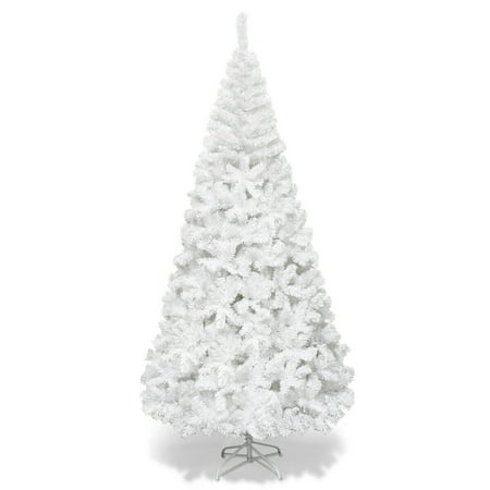 8' Artificial PVC Christmas Tree Winter Decoration w/ Foldable Metal Stand