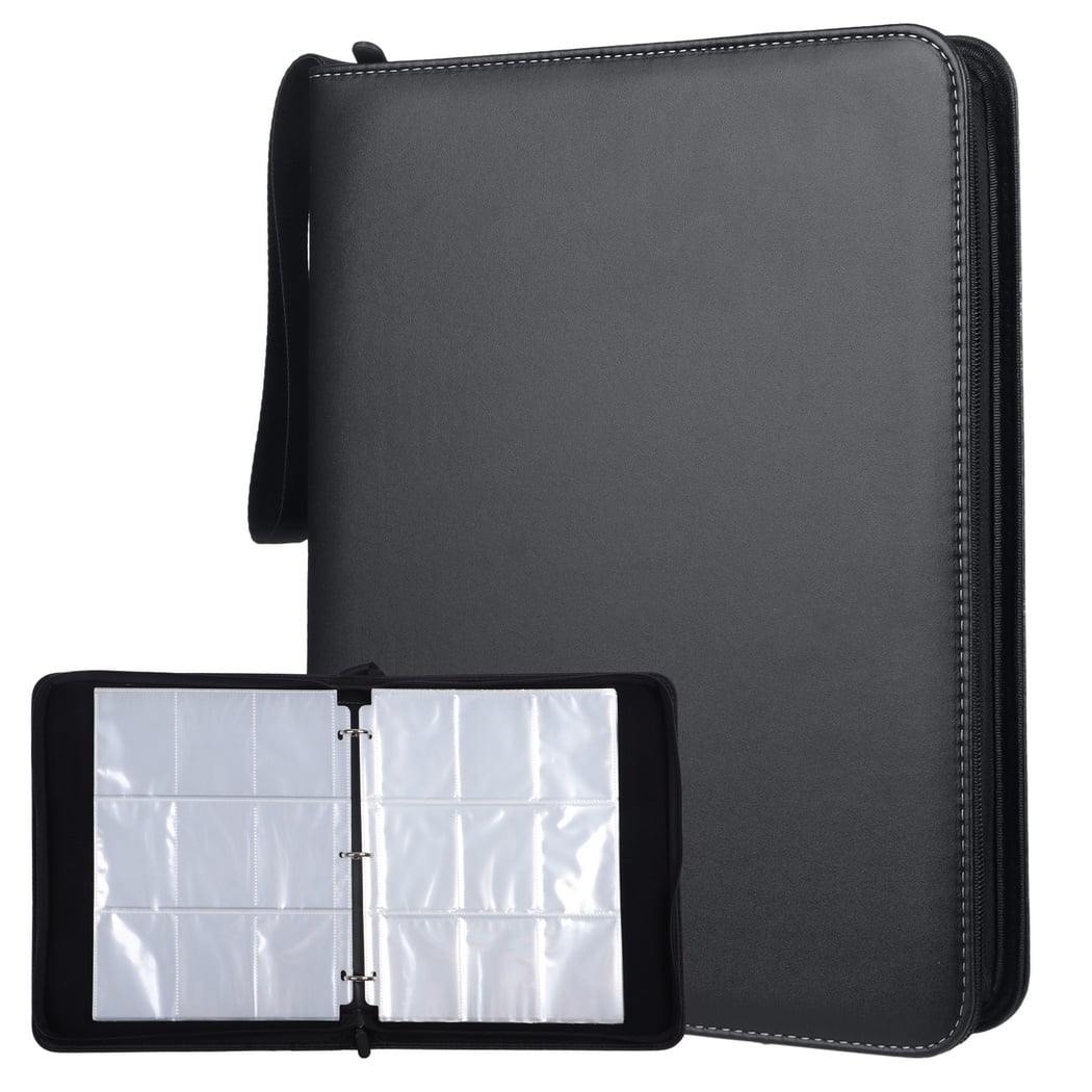 900-Pocket Trading Card Binder, Portable Card Binder with Removable Sheets, Sports Card Binder, PU Leather Storage Case with Zipper for Standard-sized Baseball, Football, Basketball Cards