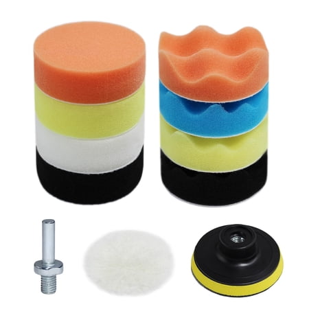 CURYMAY Car Polishing Buffing Kit 3Inch Drill Buffing Pad Buffing Pads,Wool Pads,Drill Attachments,Polishing&Buffing Wheels,For Headlights&Car Body,11 Pcs Car Foam Car Wax&Buffer Kits