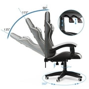 Bigzzia Gaming Chair with Footrest, Computer Chair with Lumbar Support Height Adjustable with 360°-Swivel Seat and Headrest for Office or Gaming(Red)