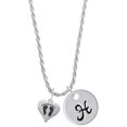 thumbnail image 1 of Delight Jewelry Silvertone Small Heart with Baby Feet Silvertone Script Initial Disc - H - Charm Necklace, 20"+3", 1 of 4