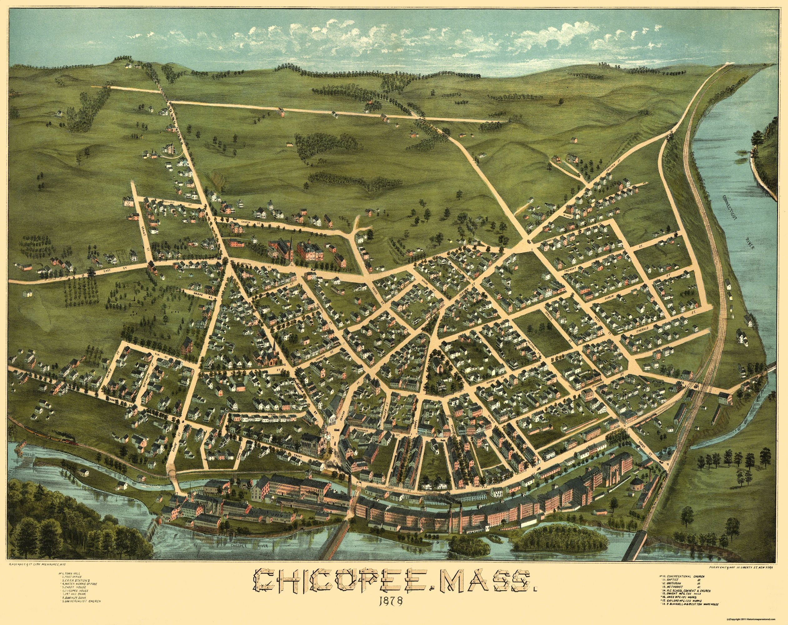 Chicopee Massachusetts Brimner 1878 29 x 23 Matte Canvas