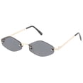 thumbnail image 2 of Extreme Small Geometric Rimless Sunglasses Neutral Colored Lens 52mm (Gold / Smoke), 2 of 4