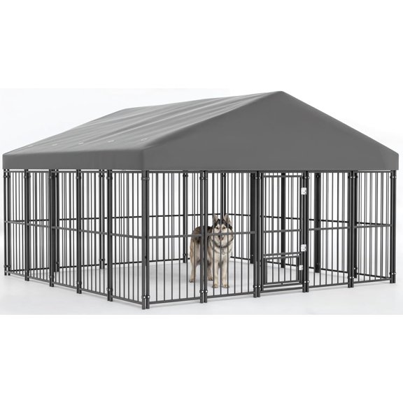 SnugVista Large Dog Kennel Outside with Feeding Door