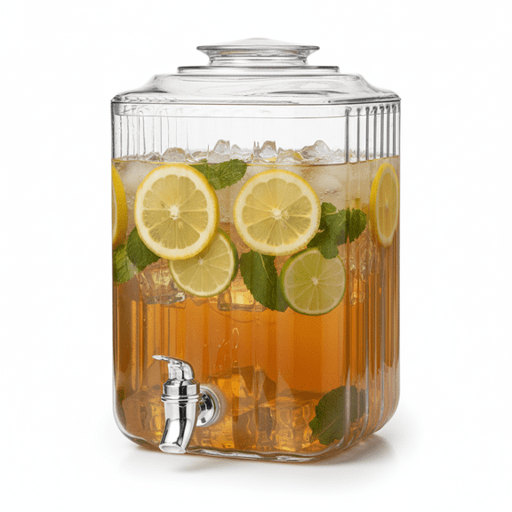 Felli 2.0 Gallon Ribbed Texture Beverage Dispenser BPA-Free Plastic