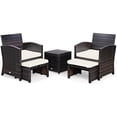 thumbnail image 2 of Costway 5PCS Patio Rattan Wicker Furniture Set Sofa Ottoman W/ Cushions White, 2 of 10
