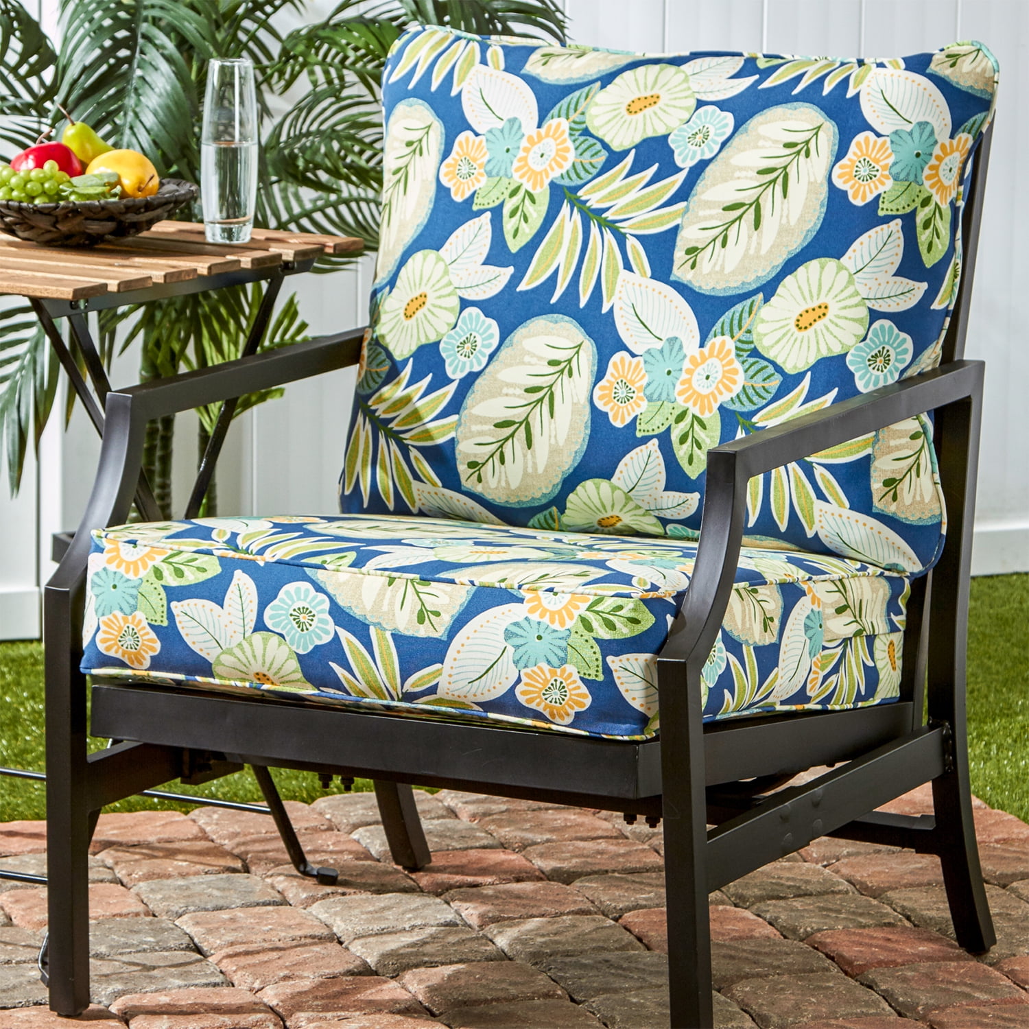 Greendale Home Fashions Patio Deep Seat Cushion Set 2 Piece Marlow Blue Floral Outdoor Walmart