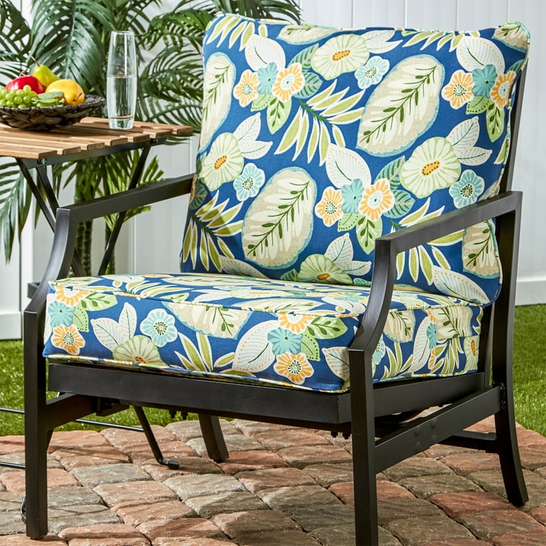 Greendale Home Fashions Patio Deep Seat Cushion Set 2 Piece Marlow Blue Floral Outdoor Walmart
