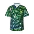 thumbnail image 1 of Balery Green Disco Lights Camisas hawaianas de manga corta para hombre, camisas playeras de corte holgado, camisas de vacaciones con botones,3X-Large, 1 of 7