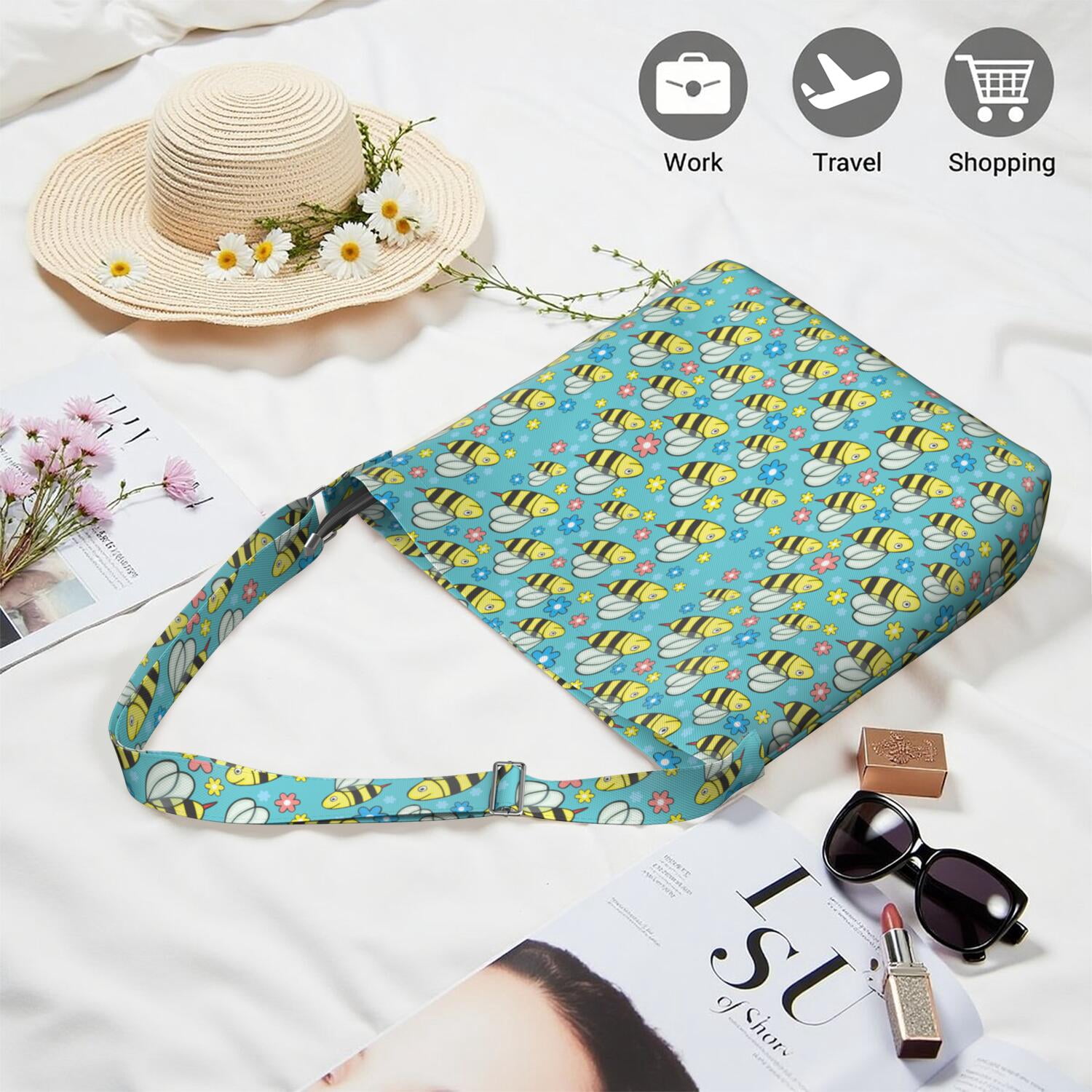 Cute Bumble Bee Pattern Casual Sling Tote Bag | Spacious & Versatile for Daily Use | Perfect Gift for Bee Lovers