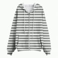 thumbnail image 4 of Towmus Womens Oversized Striped Sweatshirt Zip Up Hoodies for Women Long Sleeve Casual Hooded Neck Trendy with Pockets for Fall Winter, 4 of 5