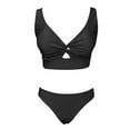 thumbnail image 4 of Swimsuit For Women Bikini Cropped Tankini Beach Padded Knot Cut Out Adjustable Tank Swimwear Summer Holiday Beach Wear Black L, 4 of 5