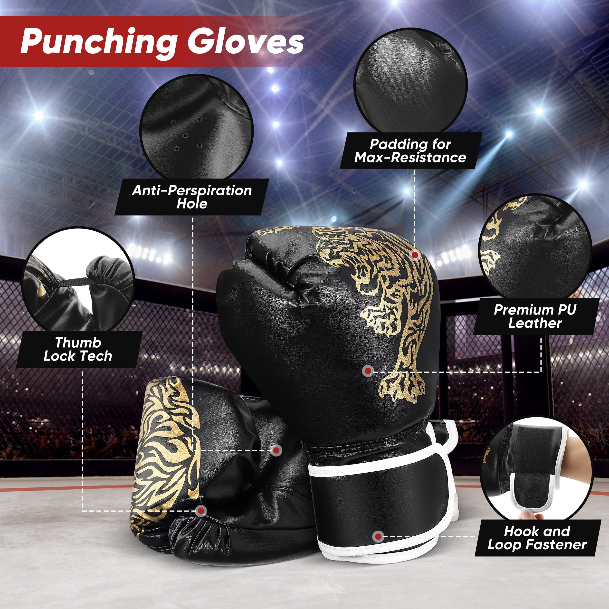 Doulami Punching Bag for Adults 4FT PU Heavy Boxing Bag Set Hanging Boxing Kit w/ Gloves, Red