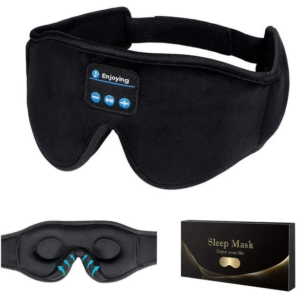 3D Bluetooth Sleep Mask Bluetooth Sleeping Headphone Music Eye Cover Headsets Microphone Travel (Sleep Mask - Black)