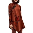 thumbnail image 1 of Pompotops Mode Femme Ample Col Rond Imprimé Manches Longues, 1 of 9