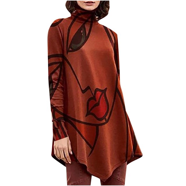 Pompotops Mode Femme Ample Col Rond Imprimé Manches Longues