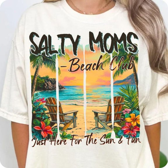 Salty Mom Beach Club Shirt, Hot Mama Summer Shirt, Palm Hibiscus Shirt, Beach Lake Vibes, Summer Vacation TH060608