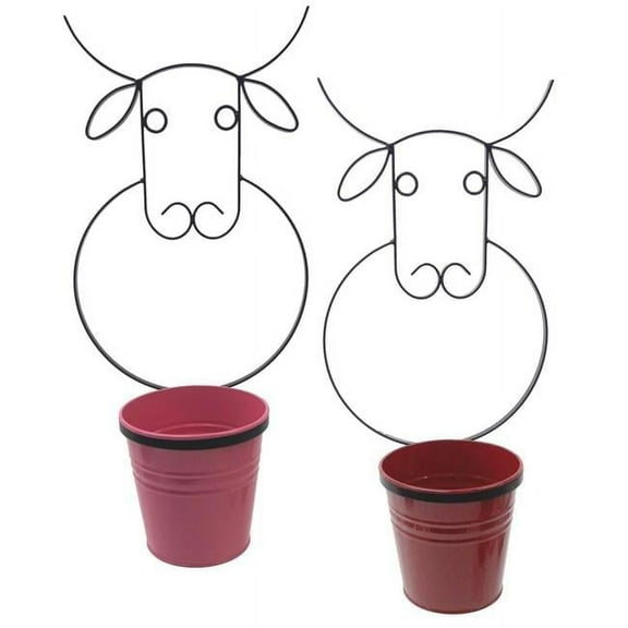 0356E HPK-XR S-2 Enameled Galvanized Steel Wall Planter with Iron Hanger - Set of 2