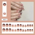 thumbnail image 2 of Uñas postizas francesas medianas cuadradas, color blanco degradado negro, reutilizables, juego de 24 piezas., 2 of 5
