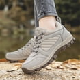 thumbnail image 2 of XIMIN Men Women's Hiking Boots Lightweight Breathable Non-Slip Waterproof Casual Low-Top Sneakers for Trailing Trekking Outdoor Leather Walking Shoes (8, Beige), 2 of 8