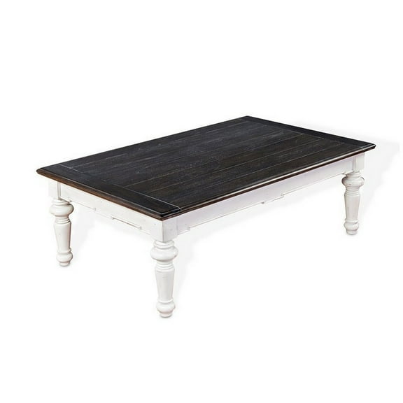 Kiyan Coffee Table- White- Dark Brown Mahogany- Rectangular 52 Inch