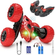 Auto Beyond Remote Control Car, RC Cars Stunt Car Toy, 4WD 2.4Ghz Double Sided 360° Rotating RC Car with Headlights, Kids Xmas Toy Cars for Boys/Girls (Red)