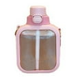 thumbnail image 1 of Advancent Botella de agua con cuerda, taza de viaje de jugo de leche de plástico con dibujos animados planos cuadrados encantadores, vaso grande de verano Cocina y Comedor Rosa/700ml Advancent HA067158-02, 1 of 6