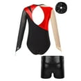 thumbnail image 6 of Aislor Girls Sparkly Dance Unitard Gymnastics Leotard Long Sleeve Bodysuits Athletic Tracksuit Ballet Suits Red&Black 10, 6 of 7