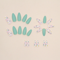 thumbnail image 5 of French Tip Press On Nails,Btartbox Press On Nails,Press On Nails,Gel X Nail Tips,Pale Green Matte Texture Cute Floral Nail Art Fake Nail Nail Piece, 5 of 6
