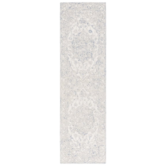 SAFAVIEH Martha Stewart Trace Ernestine Floral Runner Rug, Ivory/Blue, 2'3" x 8'