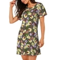 thumbnail image 2 of Gukieu Ladybugs And Flowers On A Wooden Print Women's Nightgown, A-line Round Neck Short-sleeved Nightgown Pajamas Home Wear Suitable for Home and Outing, 2 of 6