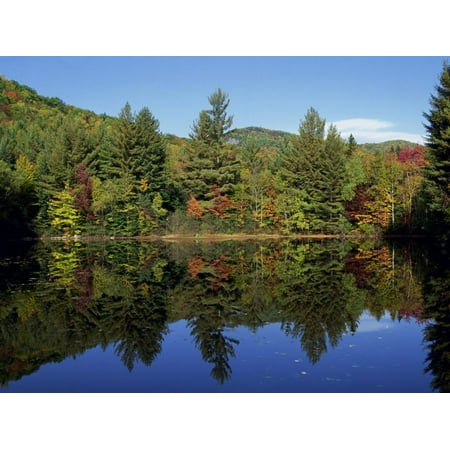 Fall Foliage Reflected in a Lake, Near Jackson, New Hampshire, New England, USA Print Wall Art By Fraser (Best Places New England Fall Foliage)