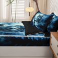 thumbnail image 5 of Manfei Mystic Moon Wolf Zipper Full Size Comforter Sets with Fitted Sheet and 2 Pillowcases,Calm Woodland Zipper Bedding Set,Navy Blue,Black Reversible,4pcs, 5 of 8