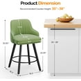 thumbnail image 3 of VINGLI 26" H Swivel Barstools Set of 2, PU Leather Upholstered Counter Stool with Back, Kitchen High Chairs Counter Height Bar stools with Cushion, Solid Wood Legs, Black, 3 of 14