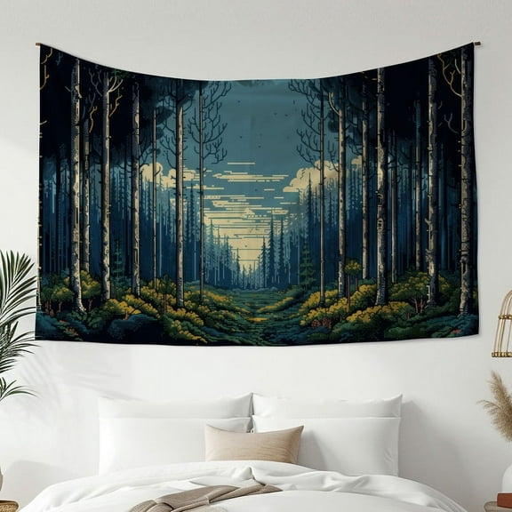 Modern Style Tapestry, Green Plant Forest Landscape Tapestry, Bedroom Living Room Dormitory Decoration, Home Decoration