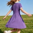 thumbnail image 4 of Girls School Uniform Dress Elegant School Style Girl Dress with Color Contrast Collar Defined Waist for Everyday Casual Campus Wear Girls Purple 9 Years, 4 of 8