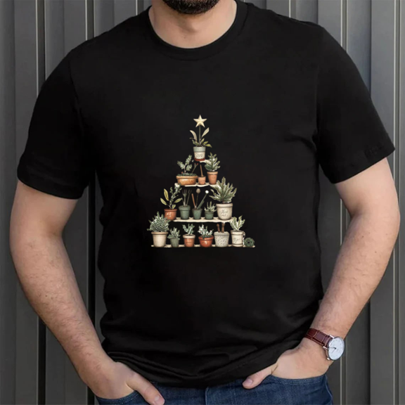 House Plant Christmas Tree Cute Holiday Festive Seasonal Graphic Unisex T-Shirt, up to size 5XL
