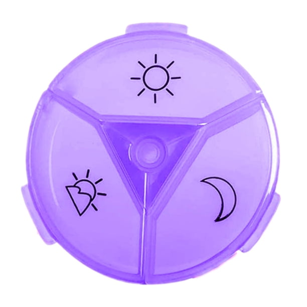 Organizador de píldoras de 1 día (tres veces ), caja colorida de píldoras diarias sin con de fácil apertura para contener / Púrpura